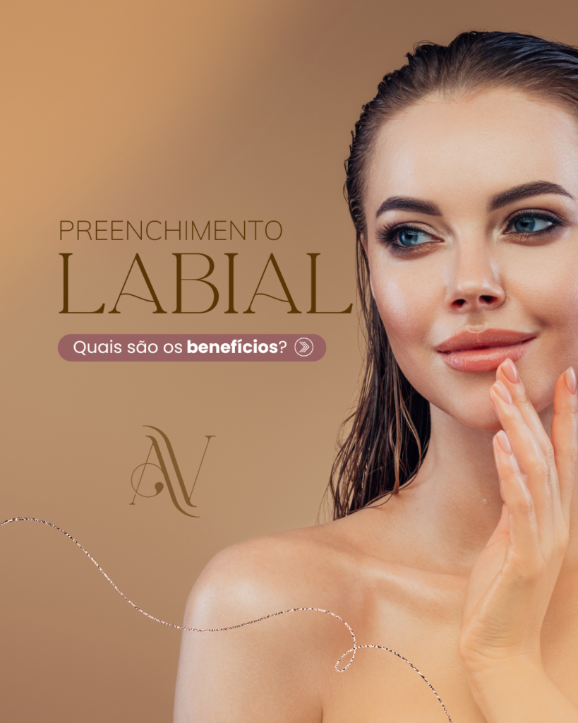Benefícios do preenchimento labial moderno marrom instagram post